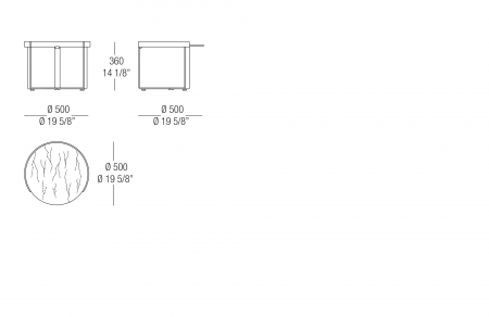 Tavolino Ø 500 mm piano marmo 