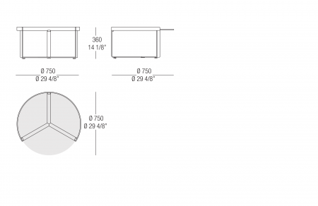 Tavolino Ø 750 mm piano marmo 