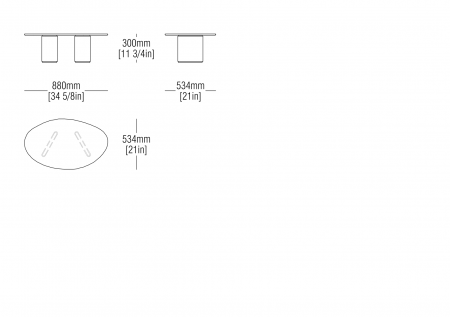 Tavolino L. 8800 x P. 534 mm